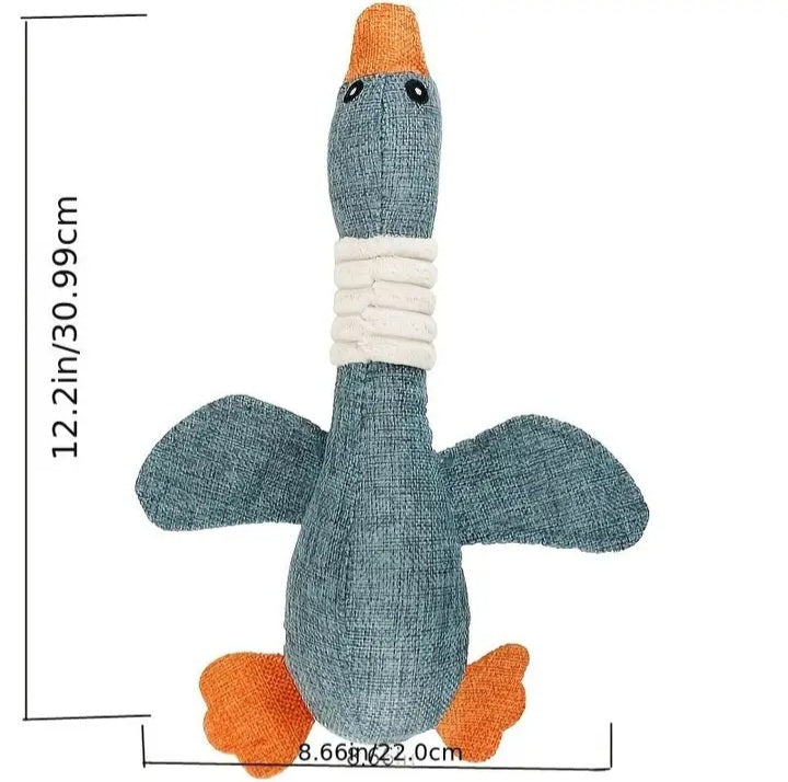 Blue Squeaky Plush Goose